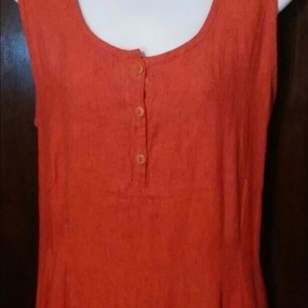 Flax orange linen shift dress